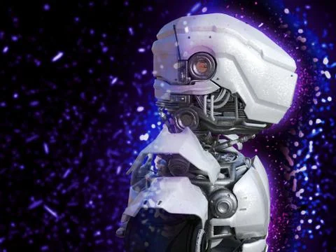 3D rendering of a futuristic robot head. Stock Illustration