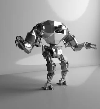 3D rendering of futuristic robot isolate on white Stock Photos