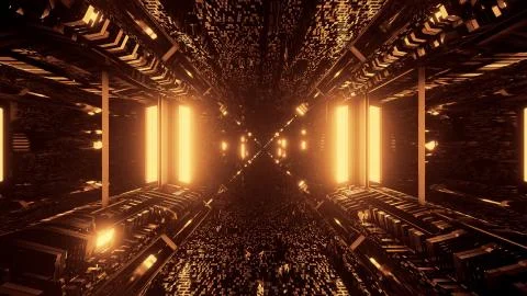 3D rendering futuristic sci-fi techno lights- a cool background Illustrazione stock