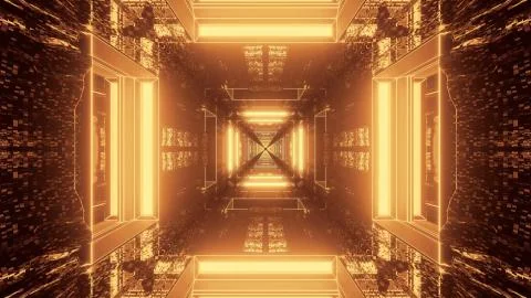 3D rendering futuristic sci-fi techno lights- a cool background Illustrazione stock