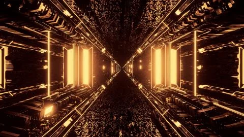 3D rendering futuristic sci-fi techno lights- a cool background Illustrazione stock