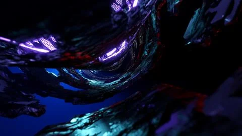3D rendering of futuristic sci-fi or neon tunnel 스톡 일러스트