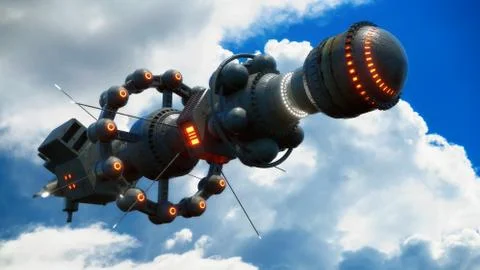 3d rendering. Futuristic unidentified flying object Stock Illustration