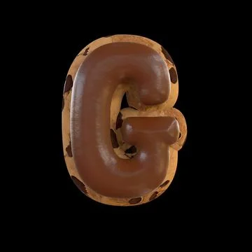 3d rendering of the G letter recreating a cookie with chocolate on top Stock Illustration