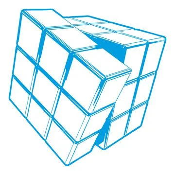 3d rendering of game cube puzzle solution symbol Illustrazione stock