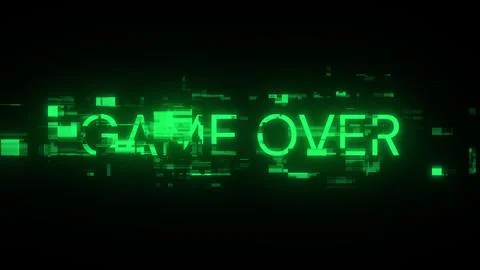 3D rendering game over text with screen effects of technological glitches Illustrazione stock