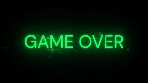 3D rendering game over text with screen effects of technological glitches Stock-Illustration