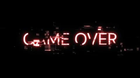 3D rendering game over text with screen effects of technological glitches 스톡 일러스트