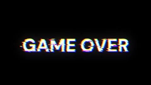 3D rendering game over text with screen effects of technological glitches Illustrazione stock