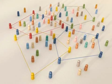 3D rendering of game pieces tied up with rope Stock Illustration