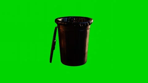 3D rendering of a garbage container rotating 360 degrees on a green background Stock Footage 241160621