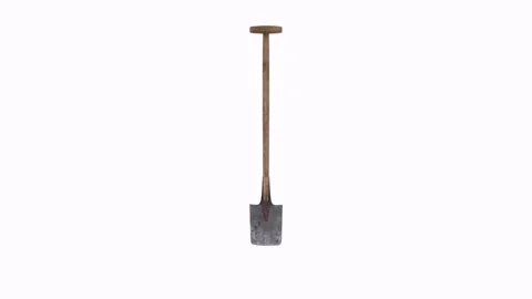 3D rendering of a garden shovel with a wooden handle Stock-Footage 303594953