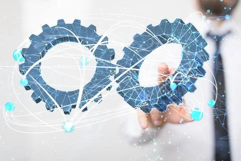 3D rendering of gear icons - internet and technology concept 스톡 사진
