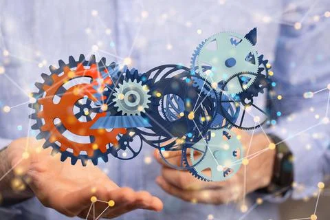 3D rendering of gear icons - internet and technology concept 스톡 사진