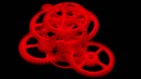 3D Rendering Gear Red Background Stock Footage 146921380