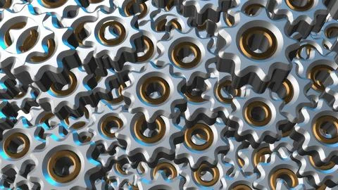 3d rendering of gear wheel abstract background. Computer generated image. Illustrazione stock