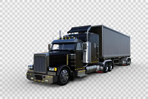 3D rendering of a generic black and grey semi-trailer freight truck isolated  Stock Illustration