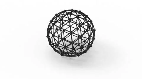 3d rendering of a geodesic phere wireframe isolated in white background 3d... Stock Photos