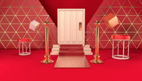 3d rendering of geometric abstract background with chinese stage style for .. Stock Illustration