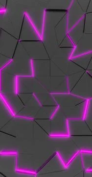 3d rendering. Geometric background with bright pink neon elements. Phone back Stock Illustration
