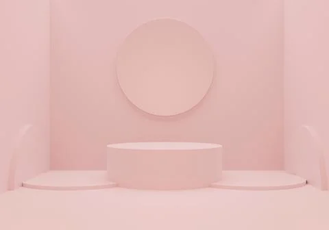 3d rendering geometric background pastel Podium style a circle shape minima.. Stock Photos