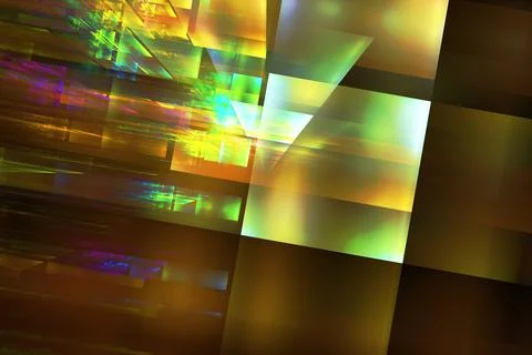 3D rendering of geometric holographic patterns in different colors Stock Illustration