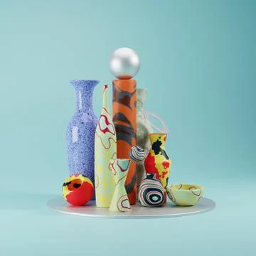 3D Rendering Geometric Shapes Abstract Background Stock Illustration