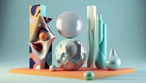 3D Rendering Geometric Shapes Abstract Background Stock Illustration