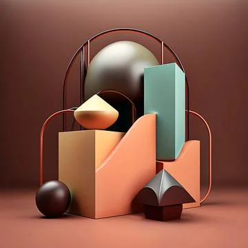 3D Rendering Geometric Shapes Abstract Background Stock Illustration