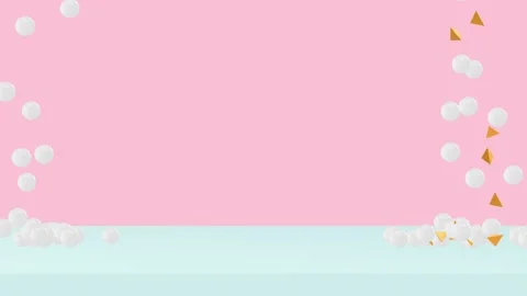 3d rendering geometric shapes animation video,pastel colors,pink wall and blue  Stock Footage 165599237