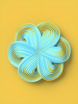 3d rendering geometric stylized flower in modern style on yellow background Stock Illustration