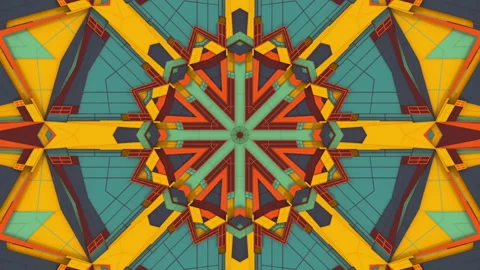 3d rendering geometrical flower. Abstract colorful kaleidoscopic loop animation Stock Footage 136728865