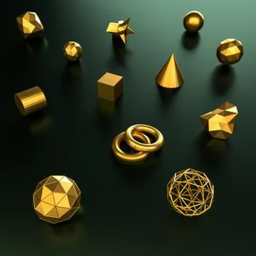3d rendering geometry gold color background and texture. Stock Illustration