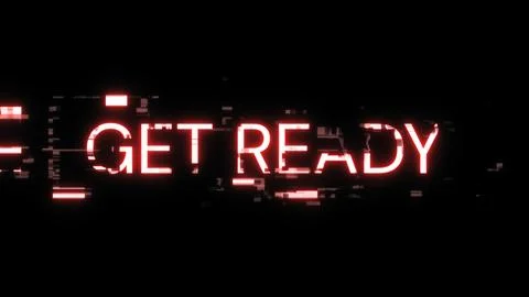 3D rendering get ready text with screen effects of technological glitches Stock Illustration