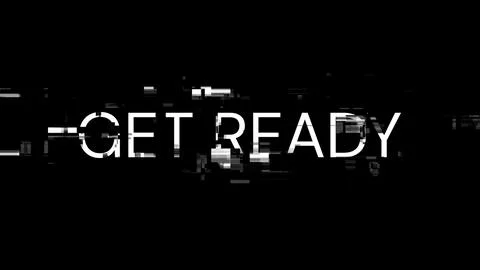 3D rendering get ready text with screen effects of technological glitches Stock Illustration