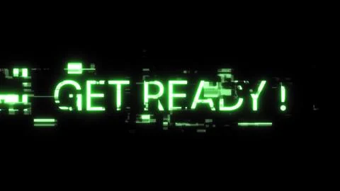 3D rendering get ready text with screen effects of technological glitches Stock Illustration