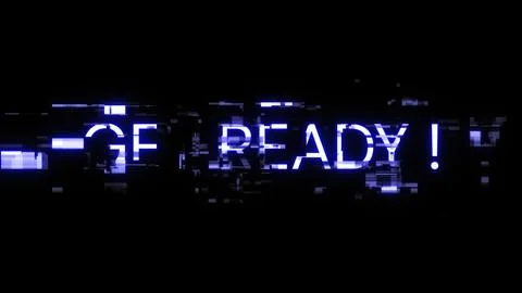 3D rendering get ready text with screen effects of technological glitches Stock Illustration