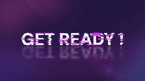 3D rendering get ready text with screen effects of technological glitches Illustrazione stock