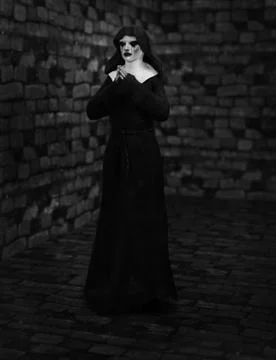 3D rendering of a ghost nun or demon praying. Stock Illustration