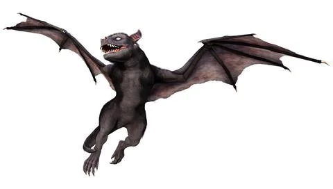 3D Rendering Giant Bat on White Stock Illustration