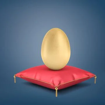 3d rendering of a giant golden egg stands on a red silk cushion with golden Illustration