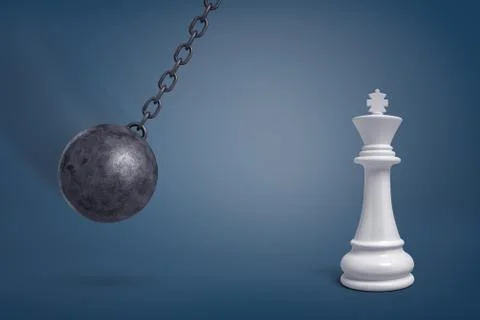 3d rendering of a giant wrecking ball swings in the direction of a large white 스톡 일러스트
