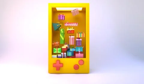 3d rendering of gift and yellow box. Stock Illustration