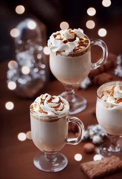 3d rendering of gingerbread lattes on a festive table Stock Illustration