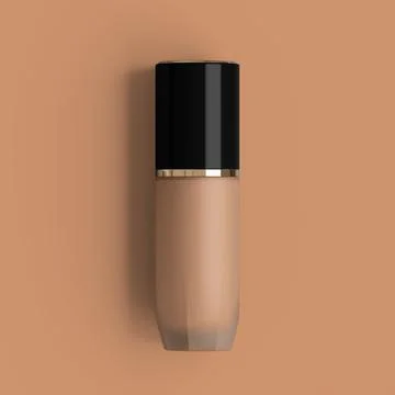 3D rendering of a glass bottle of liquid foundation light Beige or brown underto 스톡 일러스트