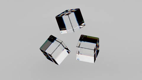 3D rendering of glass cubes rotating in different directions and angle Stock Footage 332420210