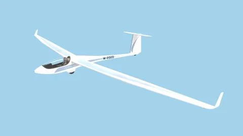 3D rendering of a glider plane isolated on blue sky background Stock Illustration