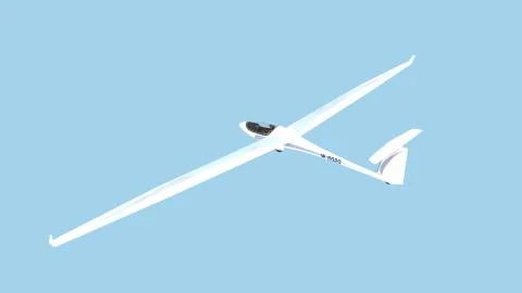 3D rendering of a glider plane isolated on blue sky background Stock Illustration