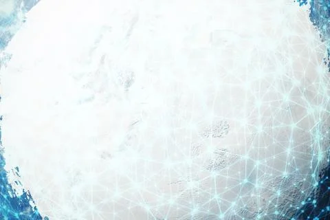 3D Rendering Global Network and Data Exchange. Connection lines Around Earth Stock Illustration