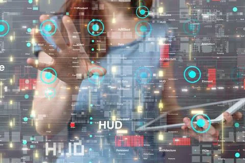 3D rendering of global networking in a hand Foto stock